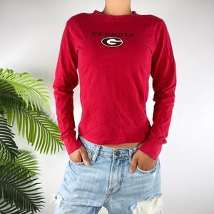 Vintage Y2K Red Georgia Bulldogs Indie Grunge Casual Long Sleeve T-Shirt / Small